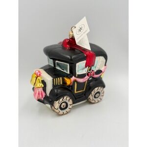 NWT Christopher Radko June Buggy Just Married Wedding Car Glass Ornament